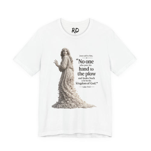 Jesus quote tee | "No one who puts his hand to the plow" Christian shirt
