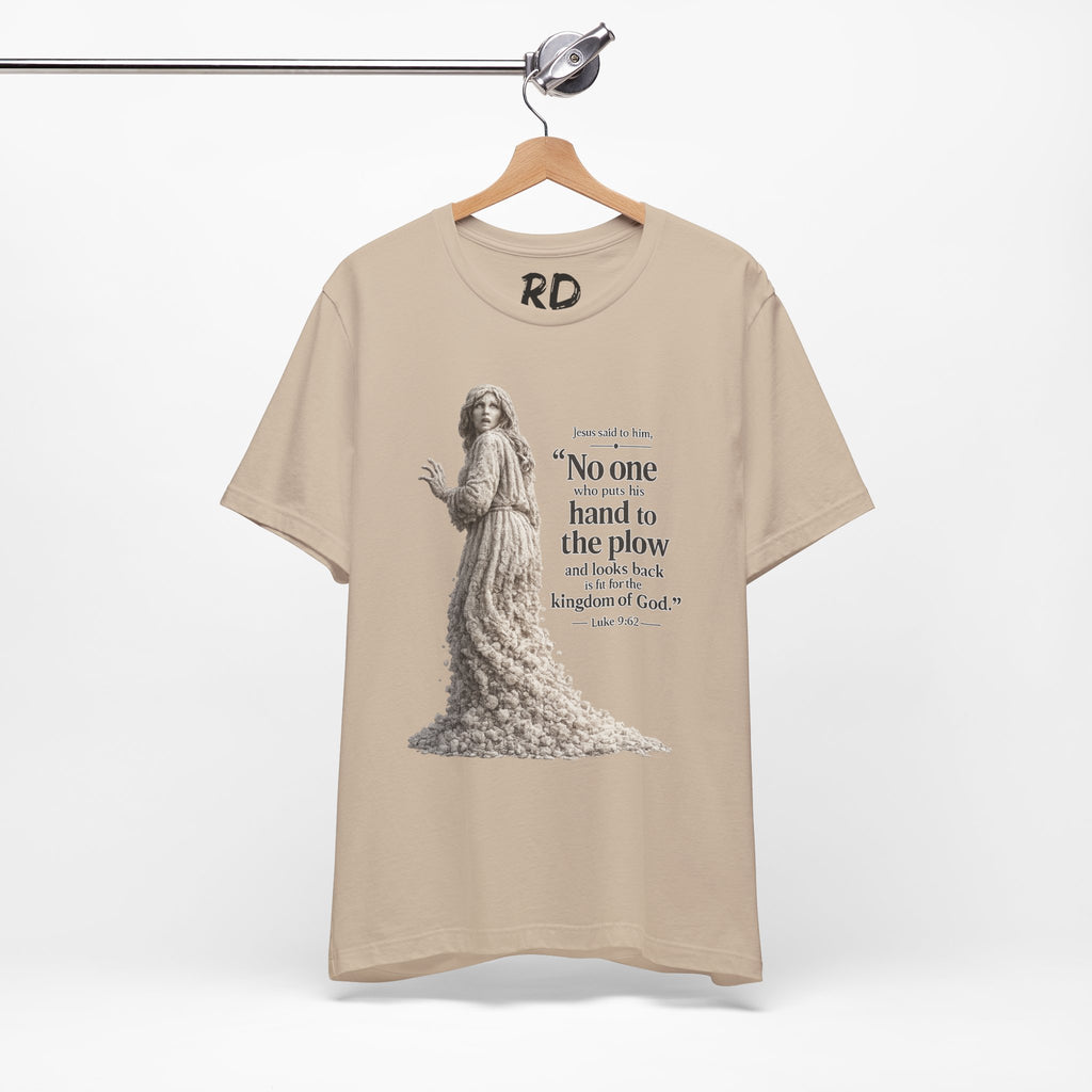 Jesus quote tee | "No one who puts his hand to the plow" Christian shirt